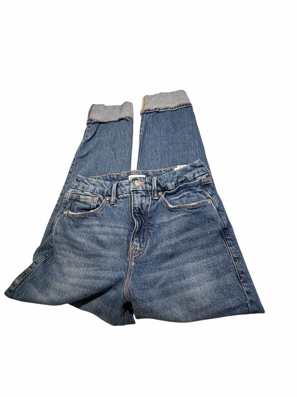 Good American Weekender Cuffed Med Wash Relaxed Jeans Sz 2/26 - Picture 13 of 13